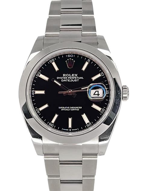 rolex datejust 41 black dial steel men's watch 126300|Rolex Datejust 41 smooth bezel.